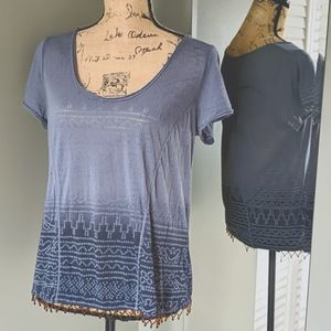 Free People Shibori Burnout Beaded Hem Tee